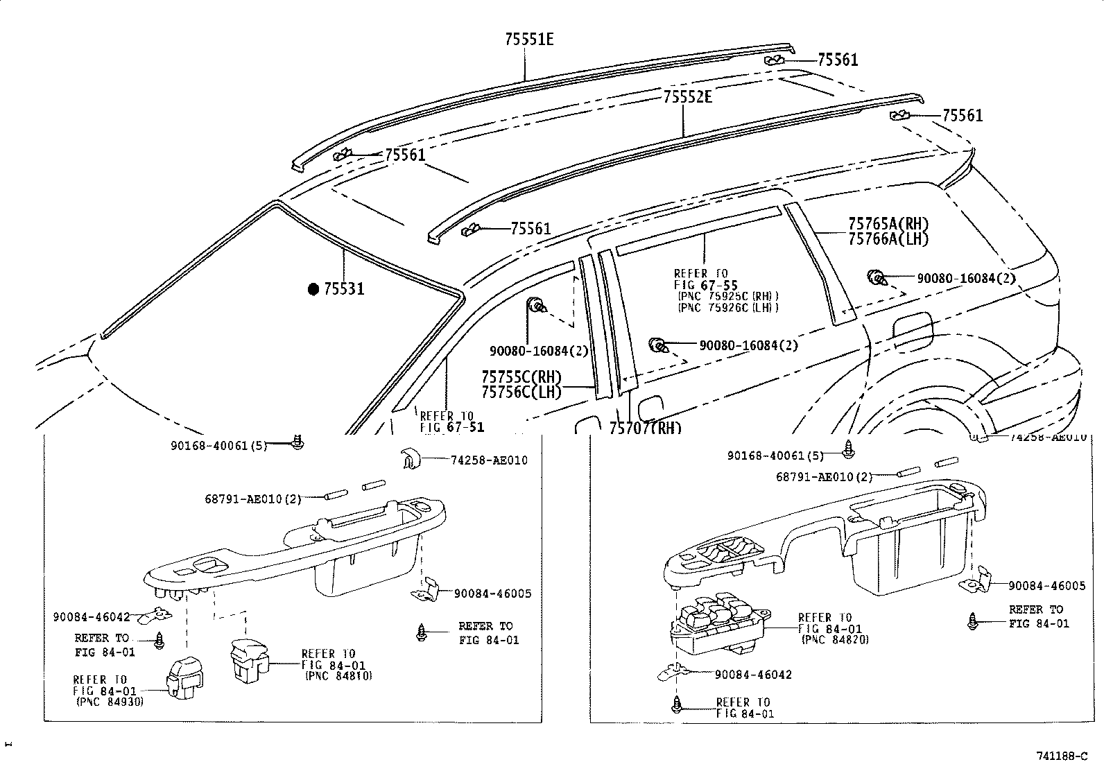 Toyota 75531-AE020 MOULDING, WINDSHIELD, OUTER UPPER