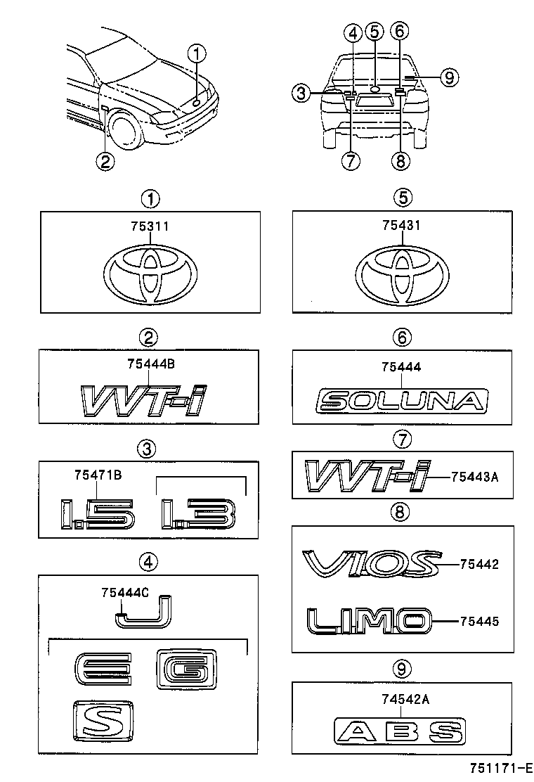 75443-06150 PLATE, LUGGAGE COMPARTMENT DOOR, NO.3 product image