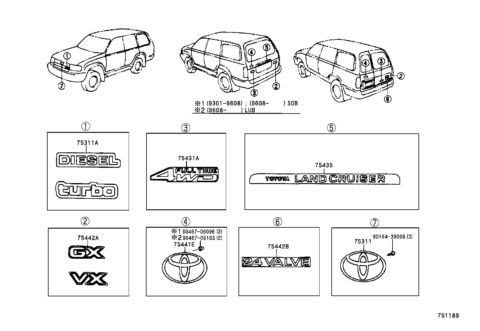 75432-60010 PLATE, BACK DOOR NAME, NO.2 product image