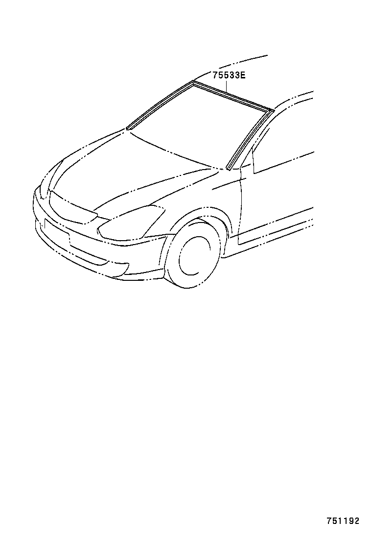 75533-48100 MOULDING, WINDSHIELD, OUTSIDE product image