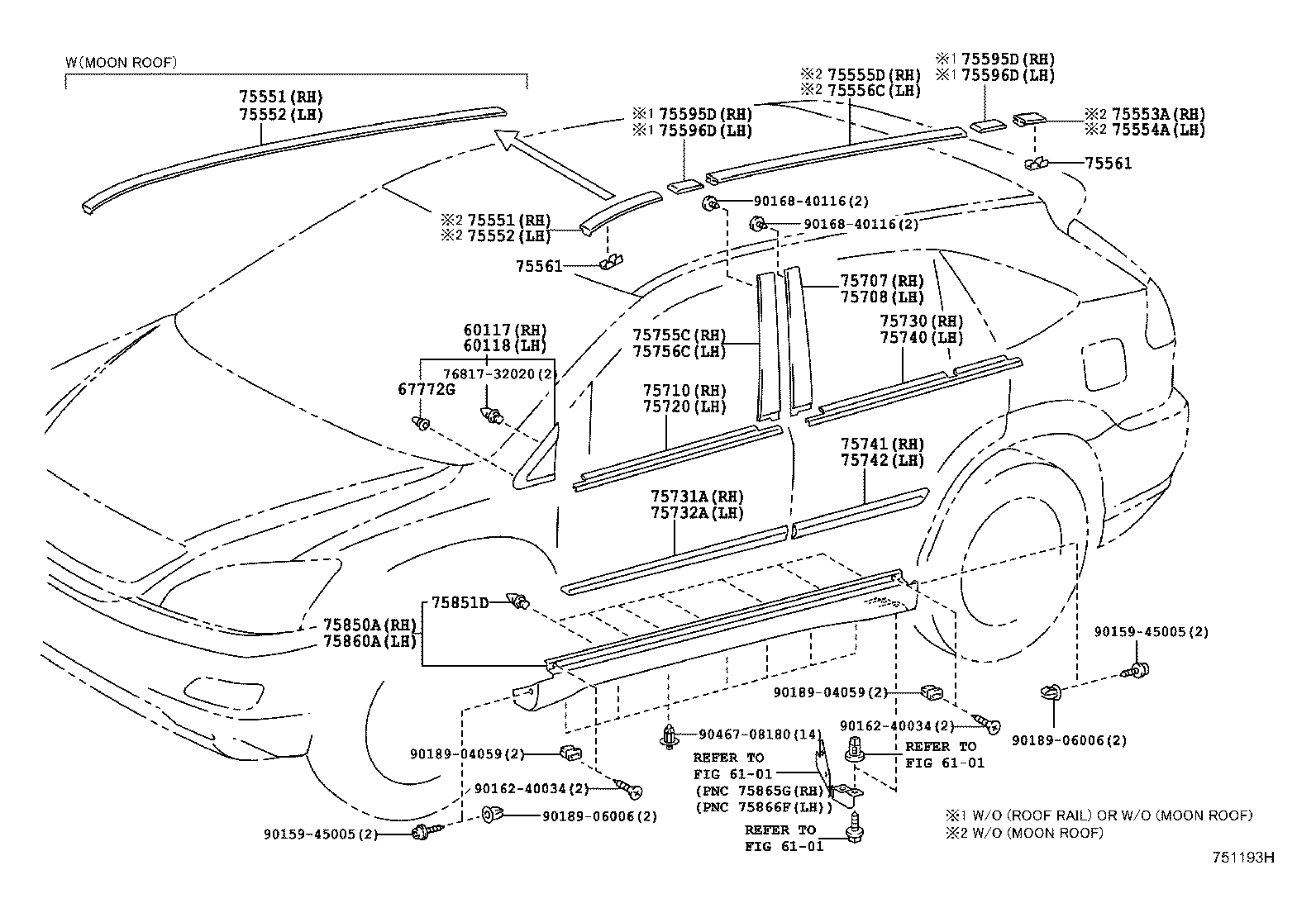 Toyota 75710-48030 MOULDING ASSY, FRONT DOOR BELT, RH