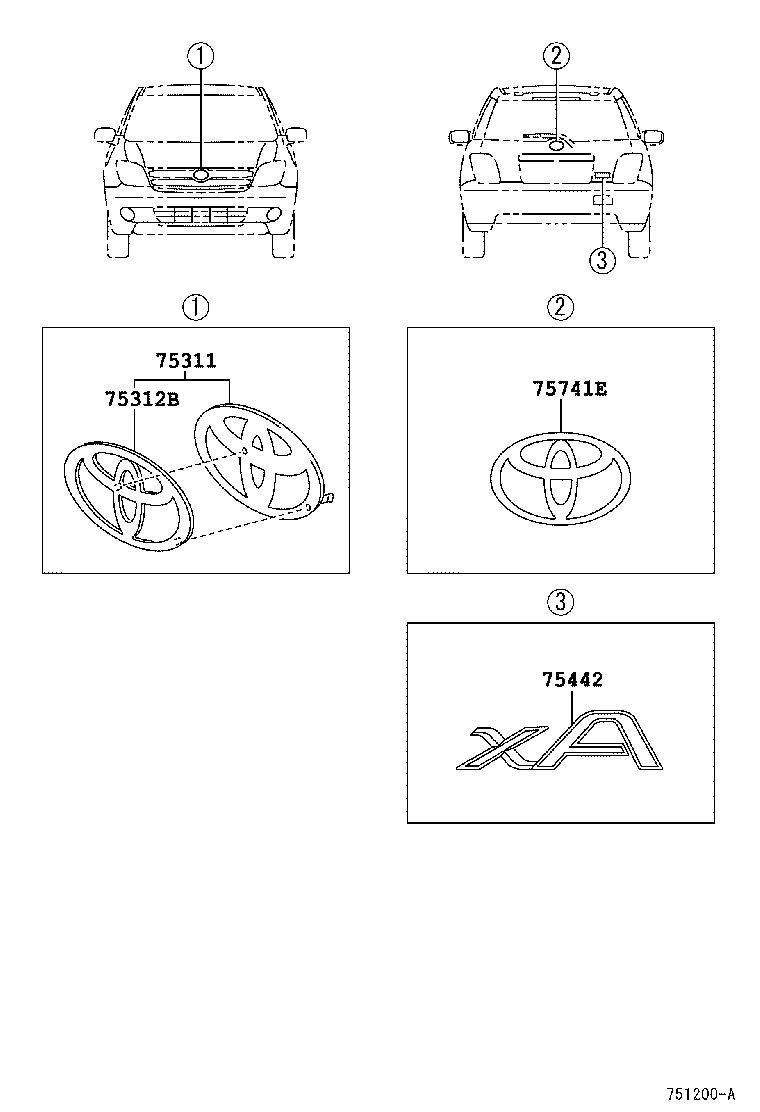 75301-52030 EMBLEM, RADIATOR GRILLE (OR FRONT PANEL) product image
