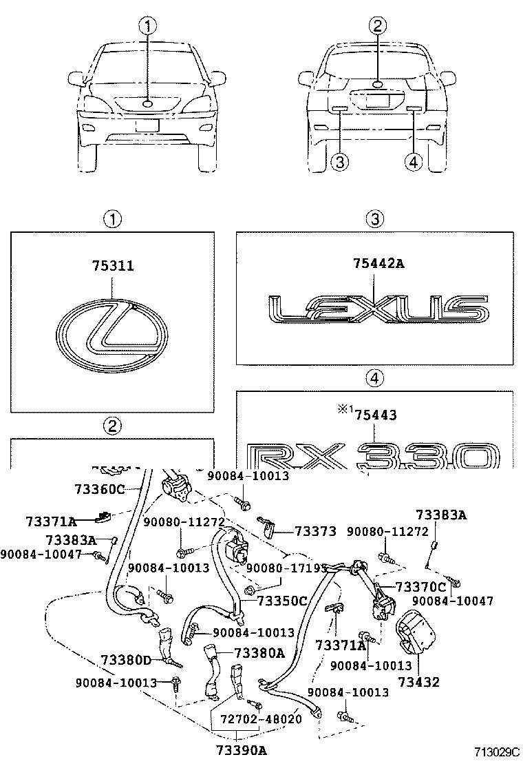 Toyota 75311-0E010 EMBLEM, RADIATOR GRILLE (OR FRONT PANEL)