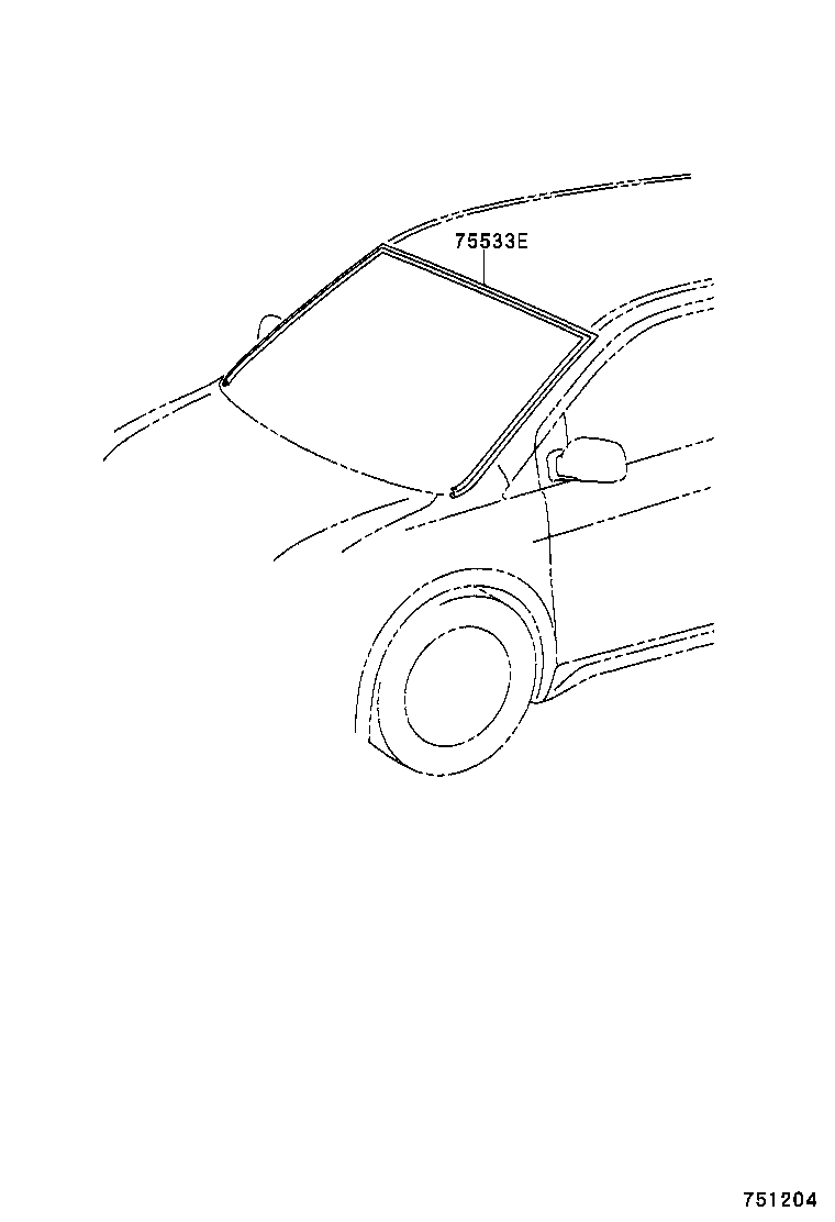 75533-46030 MOULDING, WINDSHIELD, OUTSIDE product image
