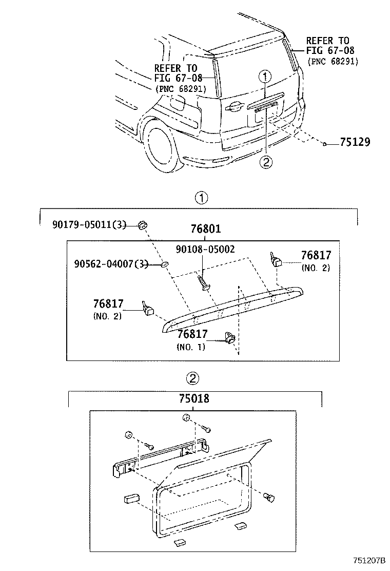 76801-46030 GARNISH SUB-ASSY, BACK DOOR, OUTSIDE product image