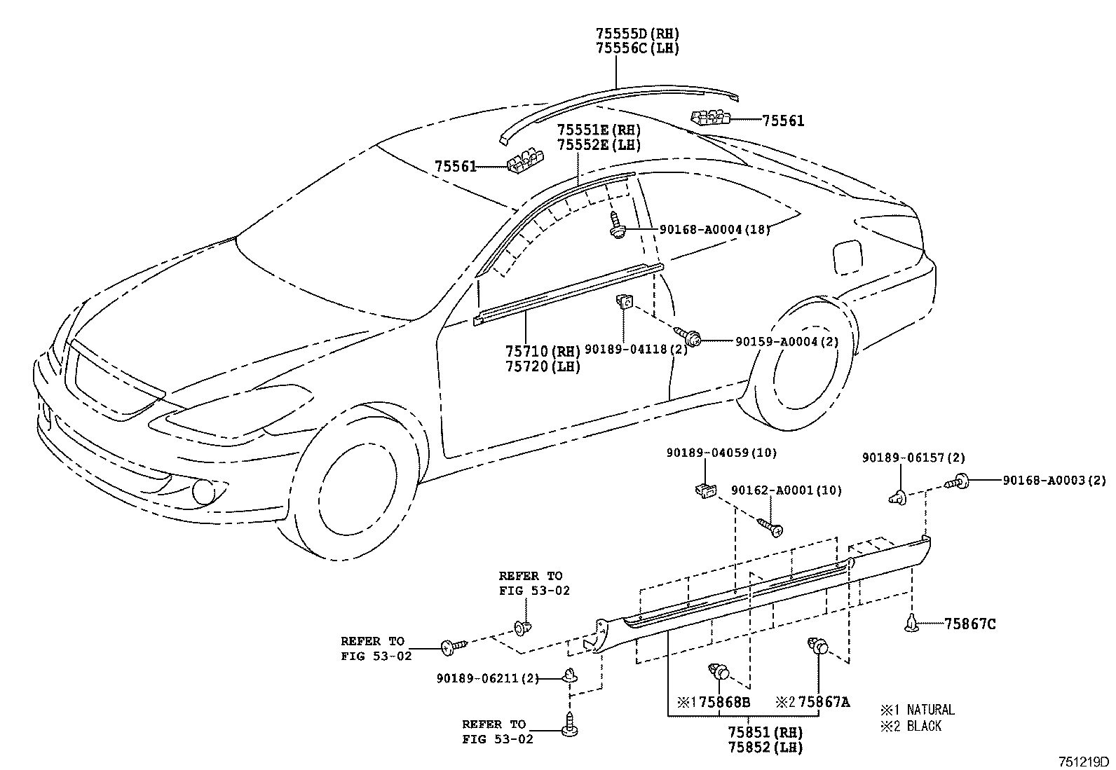 Toyota 75710-06060 MOULDING ASSY, FRONT DOOR BELT, RH