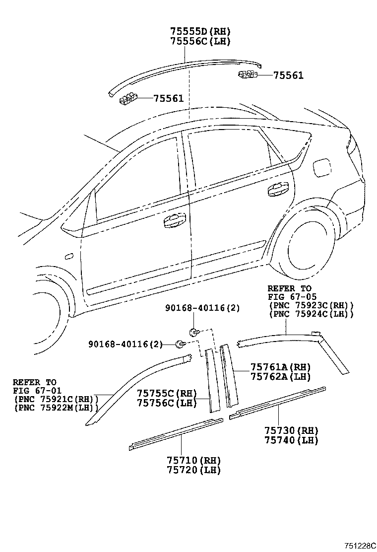 75762-47010 MOULDING, REAR DOOR WINDOW FRAME, FRONT LH product image