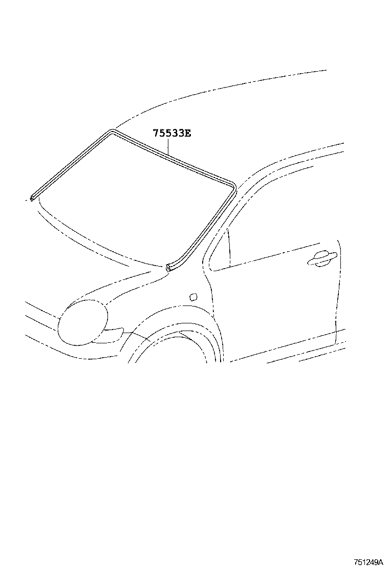 75533-52110 MOULDING, WINDSHIELD, OUTSIDE product image