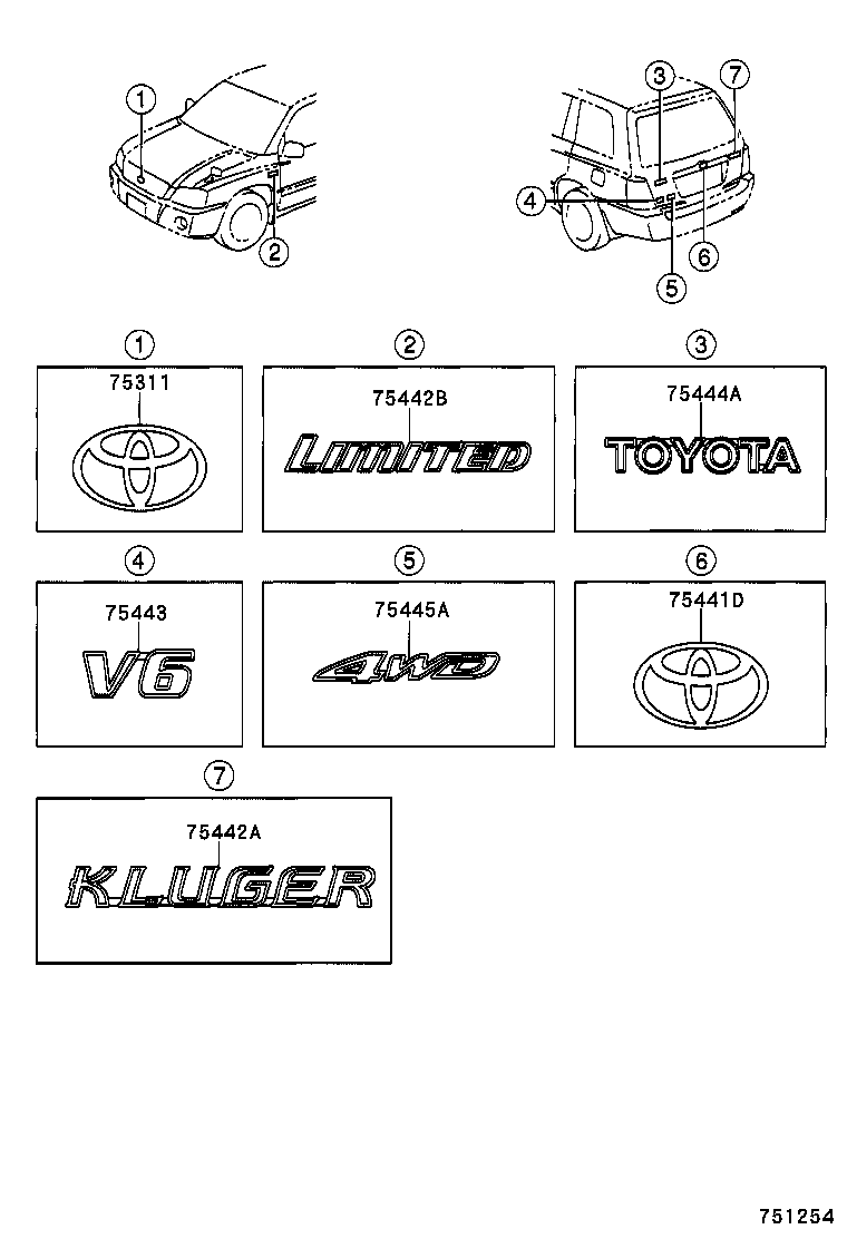 75442-48030 PLATE, BACK DOOR NAME, NO.2 product image