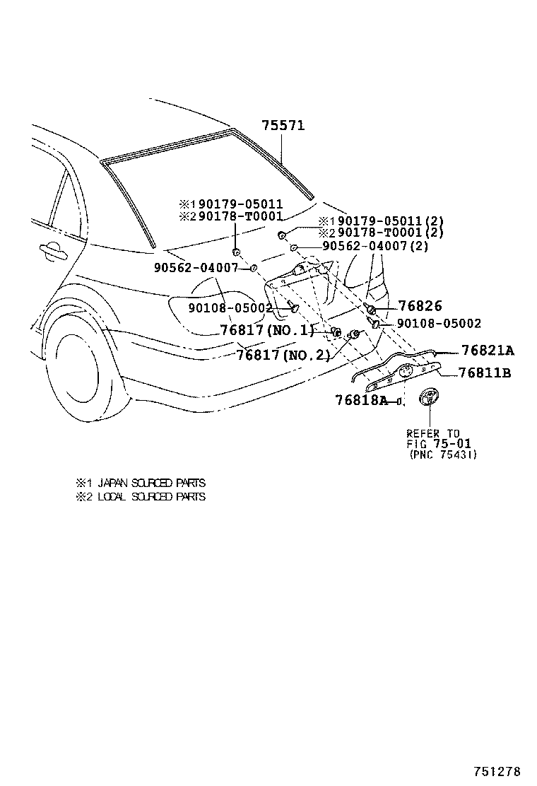 75571-12860 MOULDING, BACK WINDOW, OUTSIDE UPPER product image