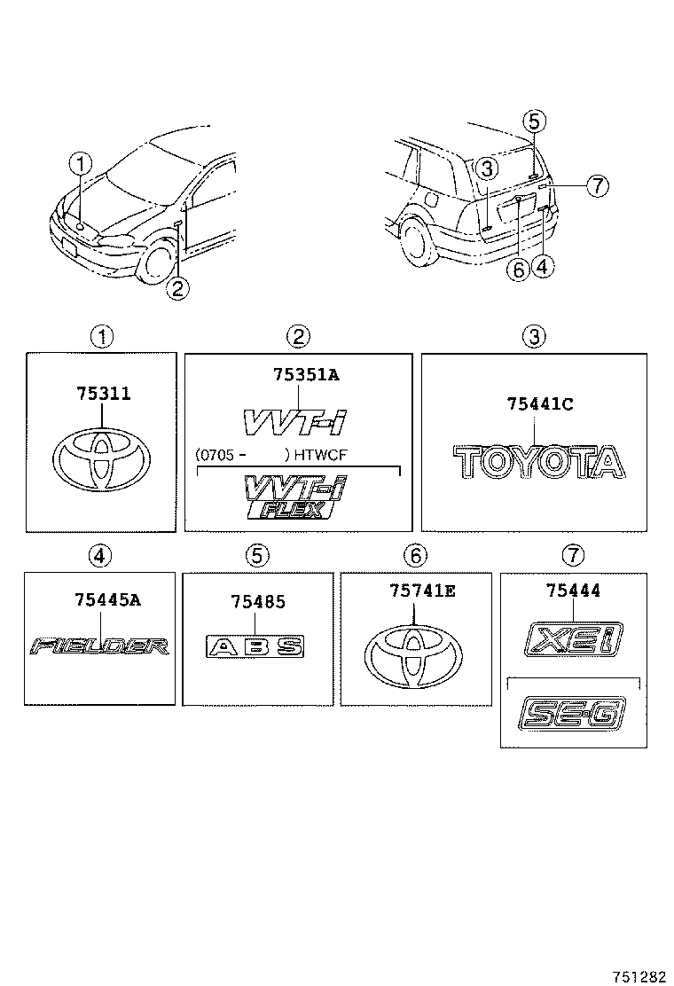75351-02090 EMBLEM, FRONT FENDER product image