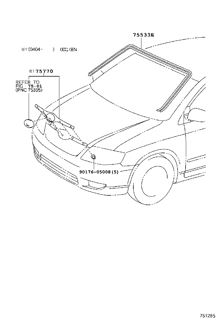 75533-02060 MOULDING, WINDSHIELD, OUTSIDE product image