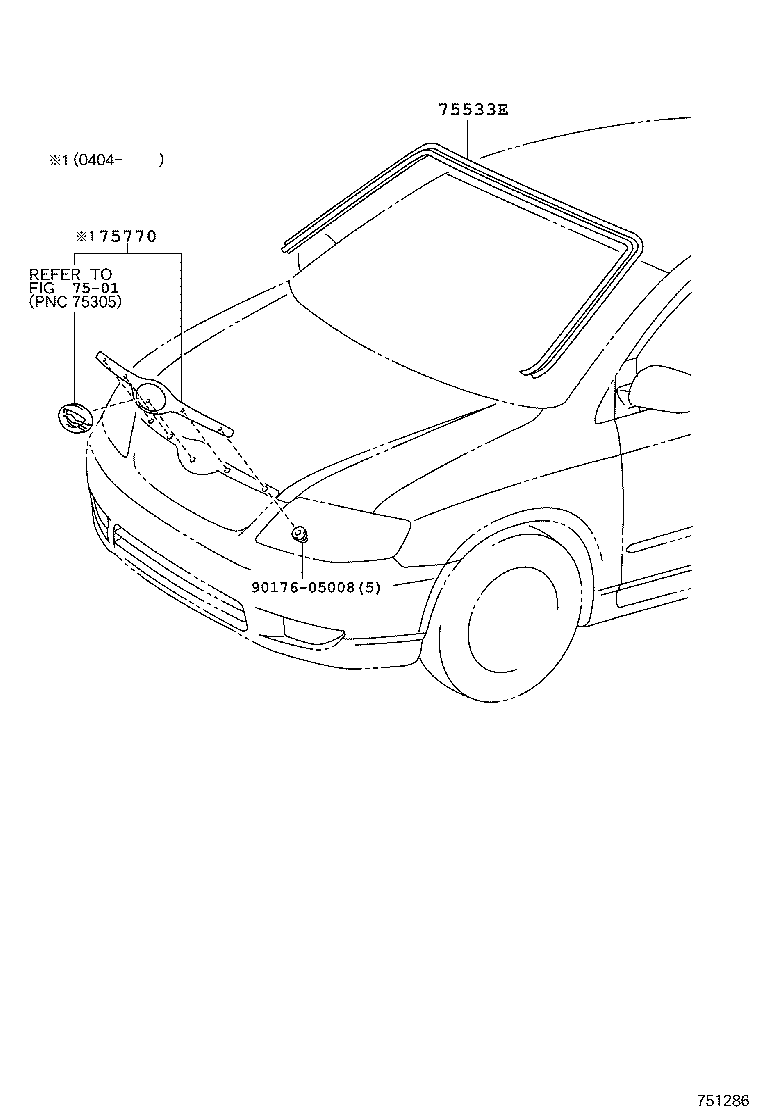 75770-12190 MOULDING ASSY, HOOD, FRONT product image