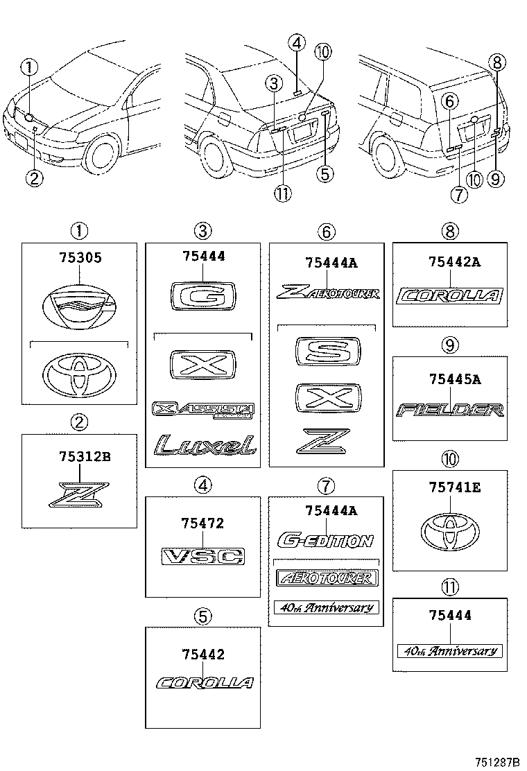 75444-1A720 PLATE, LUGGAGE COMPARTMENT DOOR, NO.4 product image