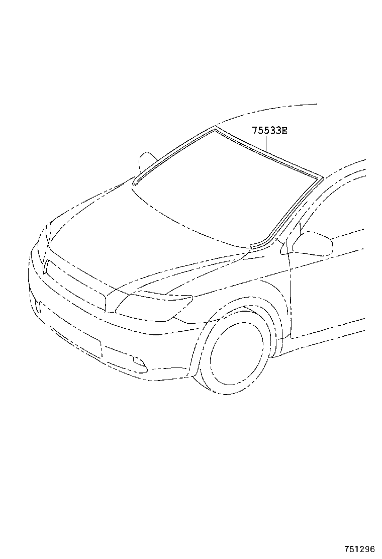75533-21040 MOULDING, WINDSHIELD, OUTSIDE product image