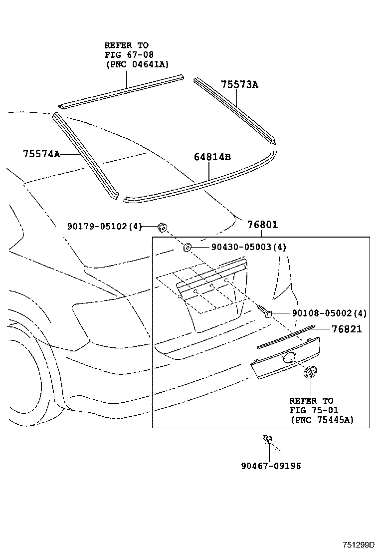 Toyota 76801-21070-B2 GARNISH SUB-ASSY, BACK DOOR, OUTSIDE