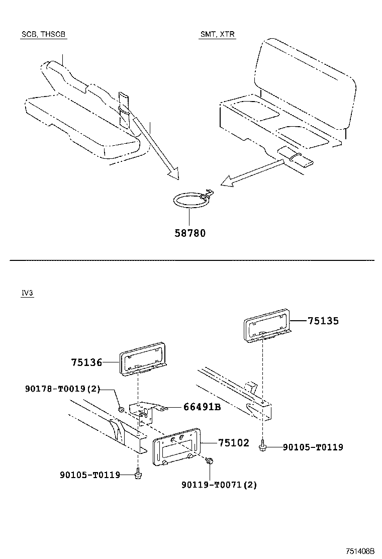 Toyota 75103-95411 BRACKET, COMBINATION REAR LAMP, RH