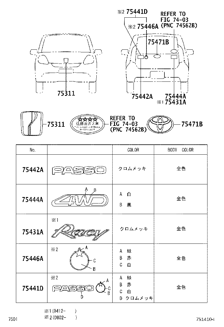 75404-B1010 PLATE, LUGGAGE COMPARTMENT DOOR NAME, NO.1 product image