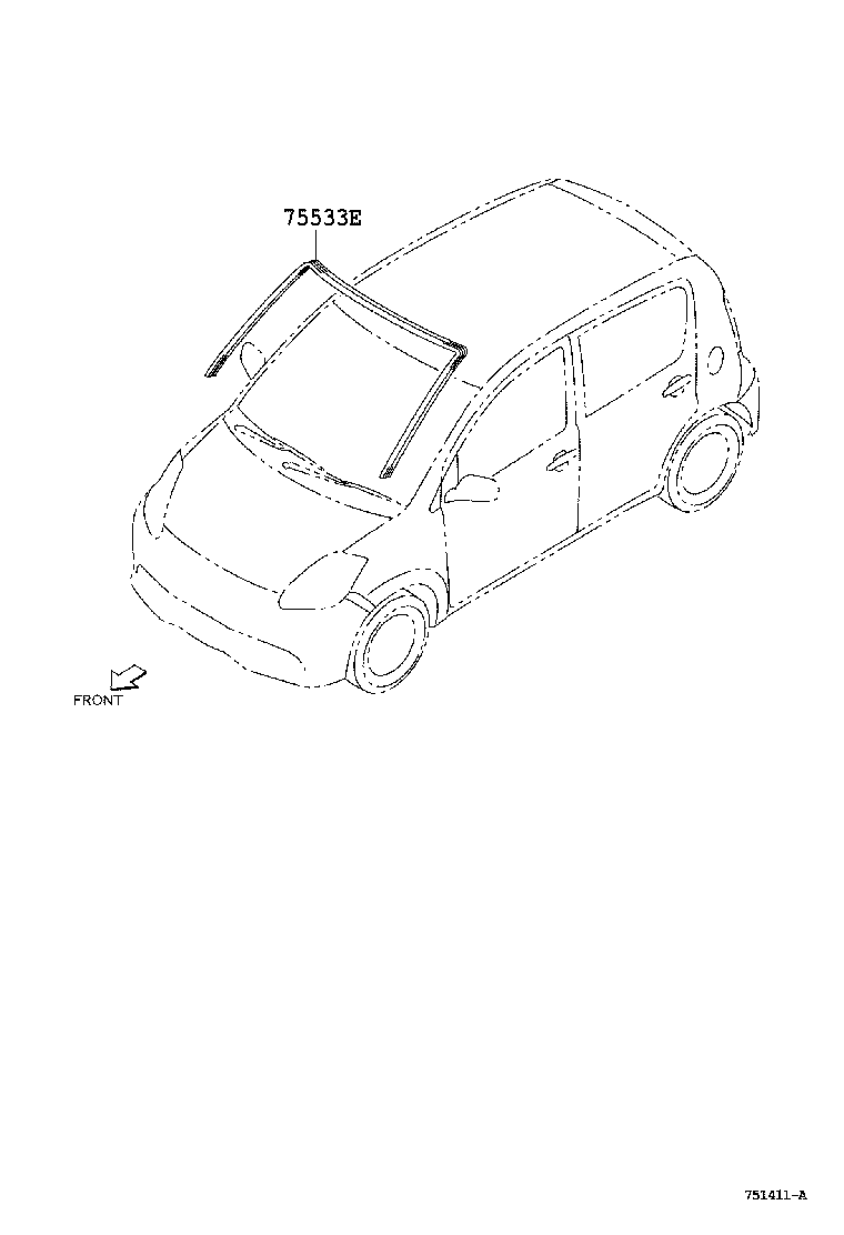 75533-B1010 MOULDING, WINDSHIELD, OUTSIDE product image