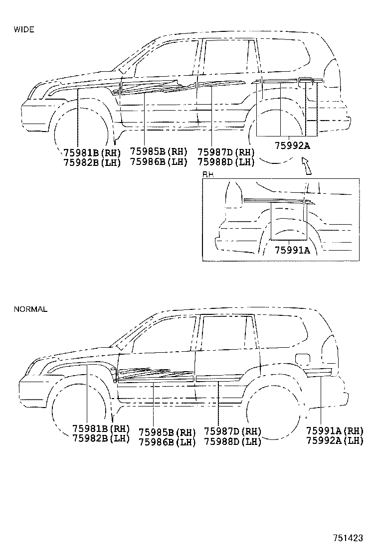 75981-60782 STRIPE, FENDER, RH product image