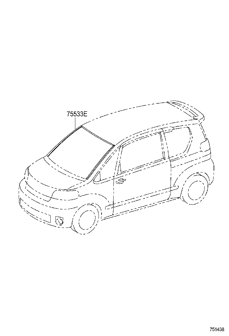 75533-52120 MOULDING, WINDSHIELD, OUTSIDE product image