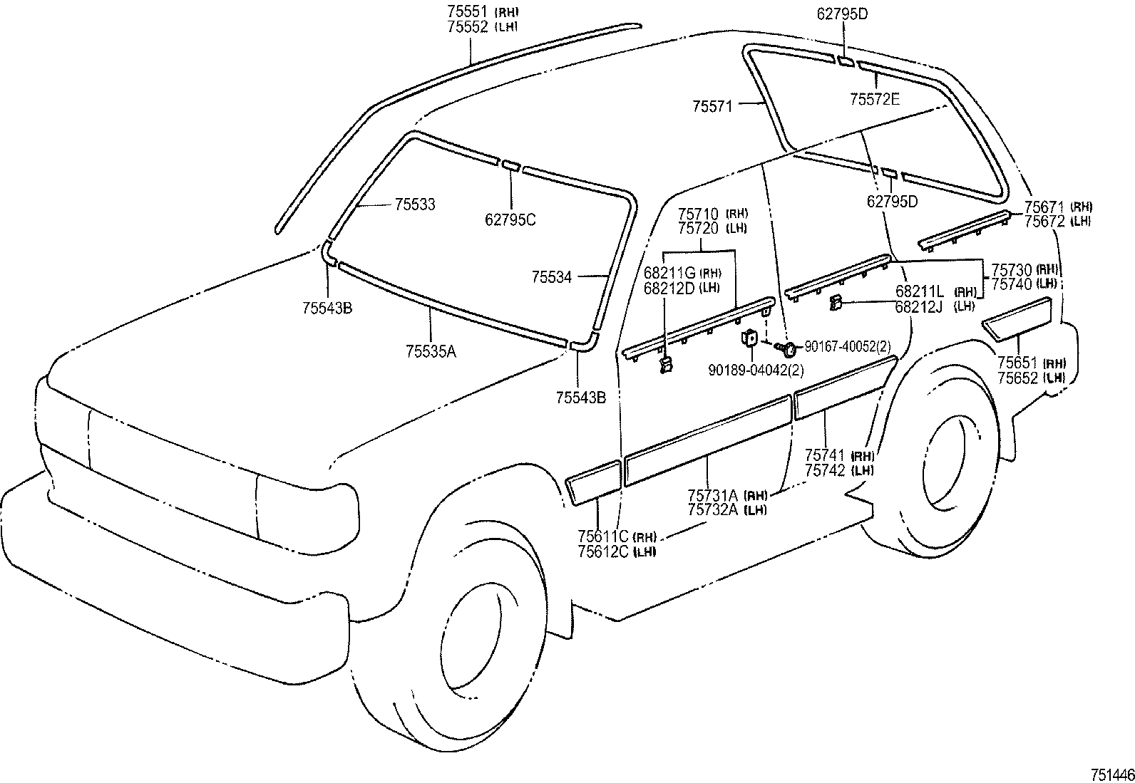 75651-60080 MOULDING, QUARTER, OUTSIDE RH product image