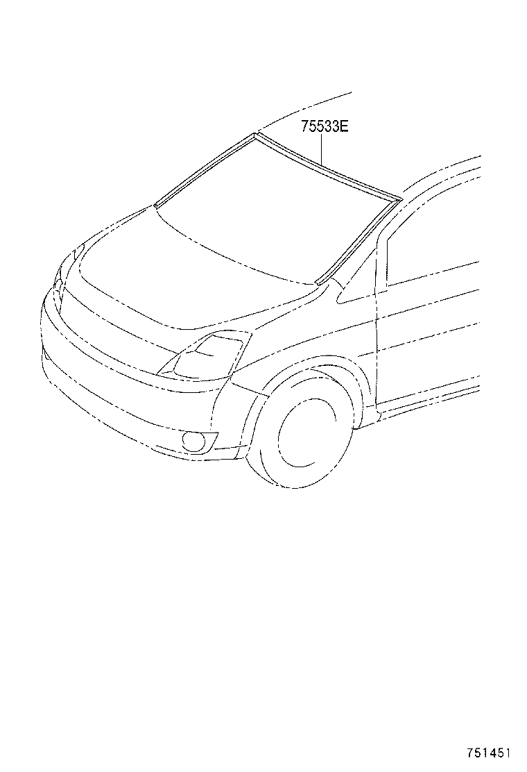 75533-44050 MOULDING, WINDSHIELD, OUTSIDE product image