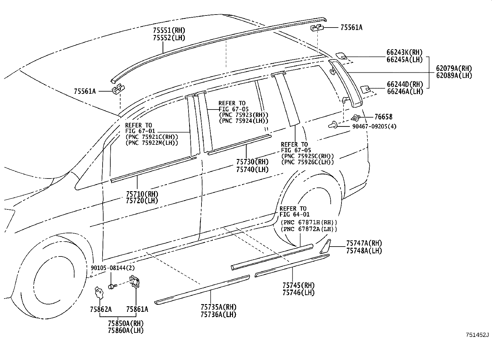 75740-44010 MOULDING ASSY, REAR DOOR BELT, LH product image