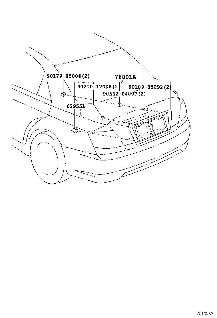 76801-22110-B2 GARNISH SUB-ASSY, LUGGAGE COMPARTMENT DOOR, OUTSIDE product image