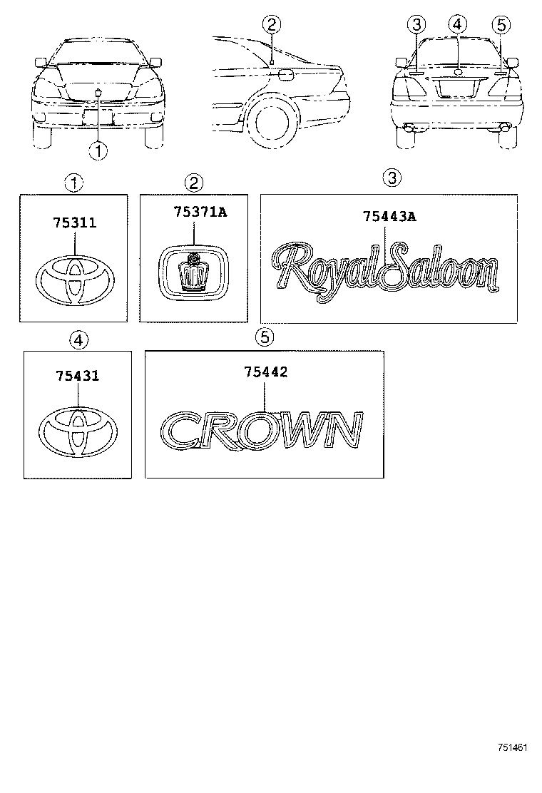 75442-30180 PLATE, LUGGAGE COMPARTMENT DOOR NAME, NO.2 product image