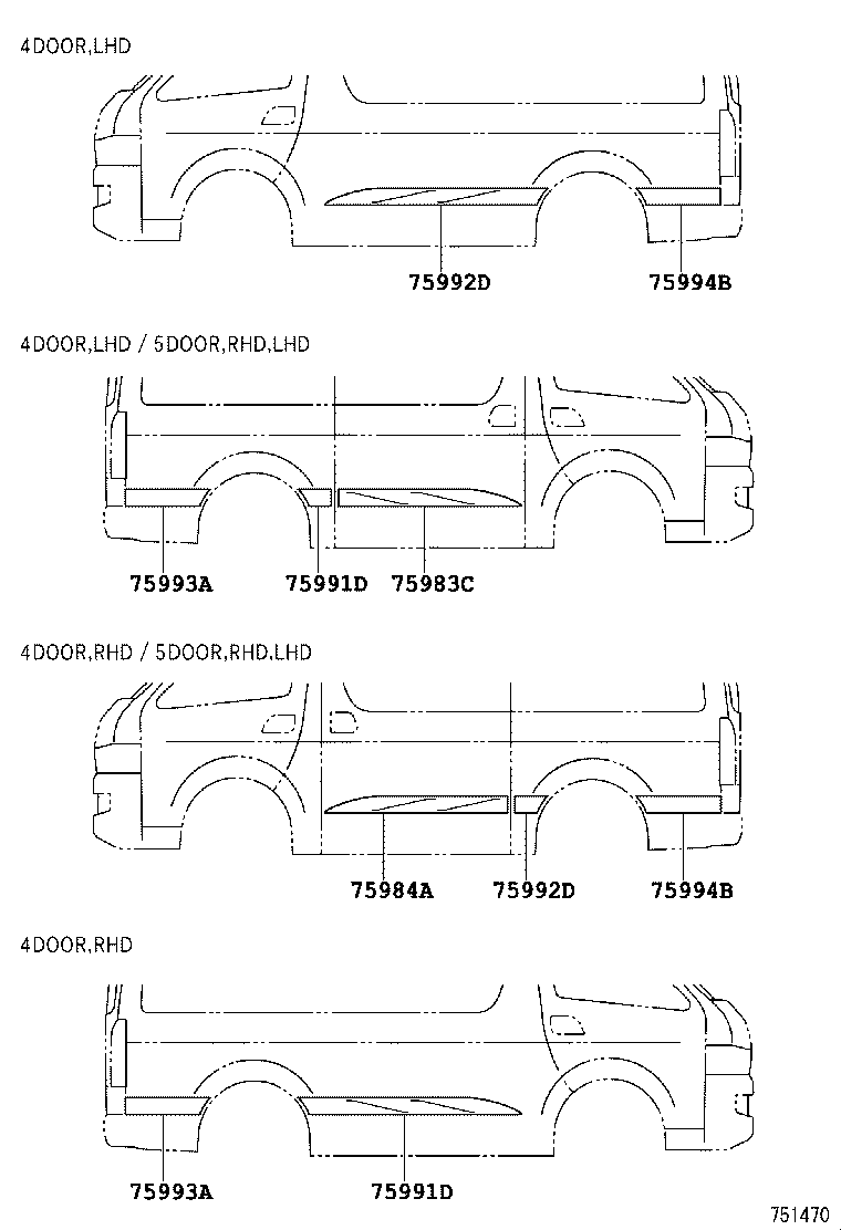 75975-26020 STRIPE, FRONT DOOR OUTSIDE, LOWER RH product image