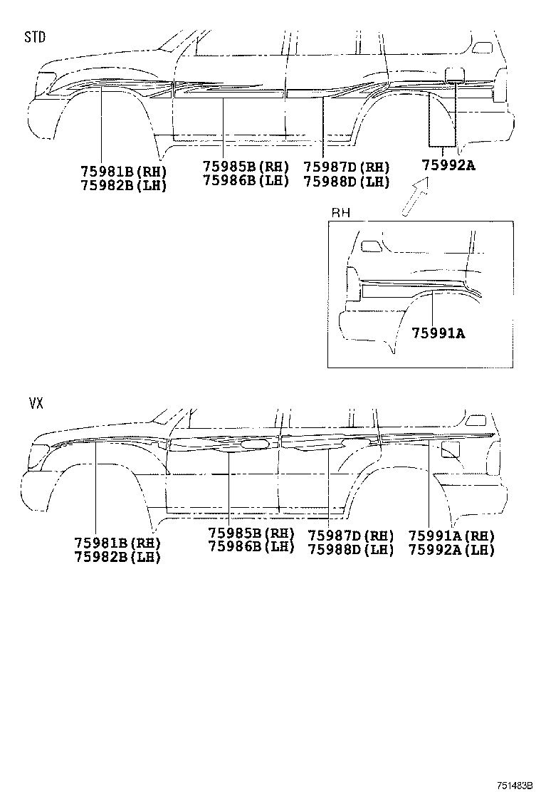 75981-60800 STRIPE, FENDER, RH product image