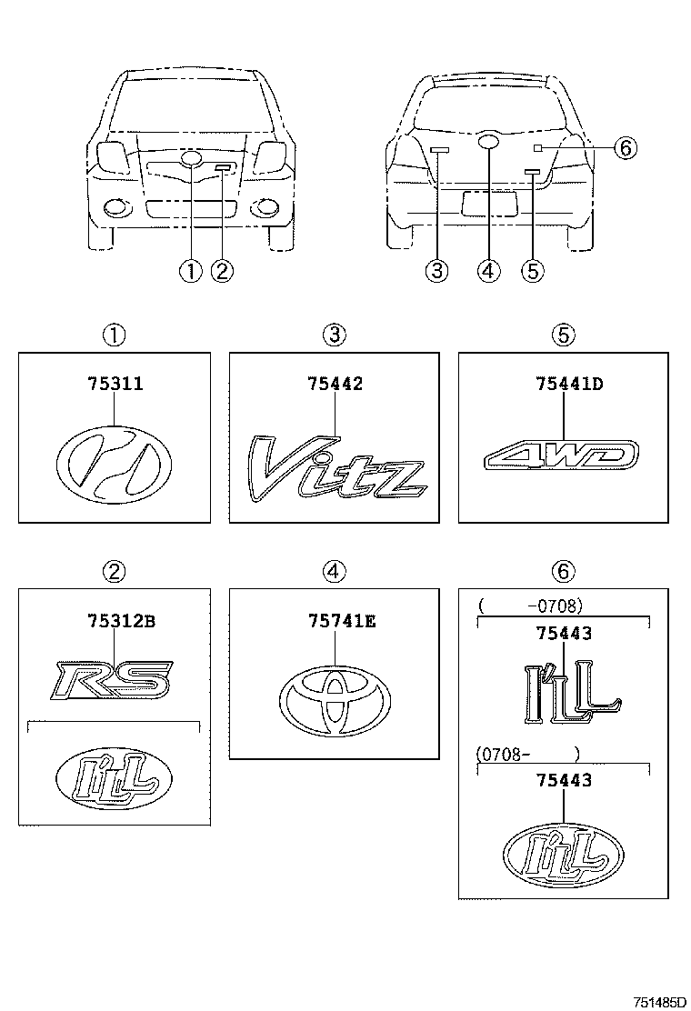 75442-52220 PLATE, LUGGAGE COMPARTMENT DOOR NAME, NO.2 product image