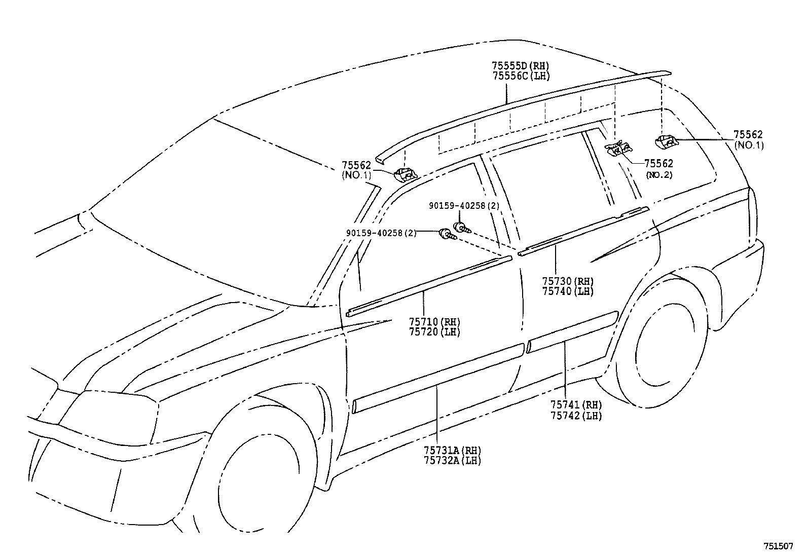 75741-48020-G2 MOULDING, REAR DOOR, OUTSIDE RH product image