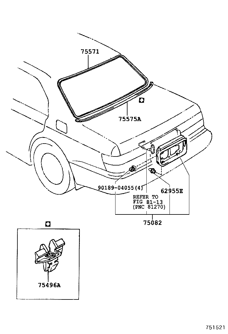 75573-30330 MOULDING, BACK WINDOW, OUTSIDE UPPER product image
