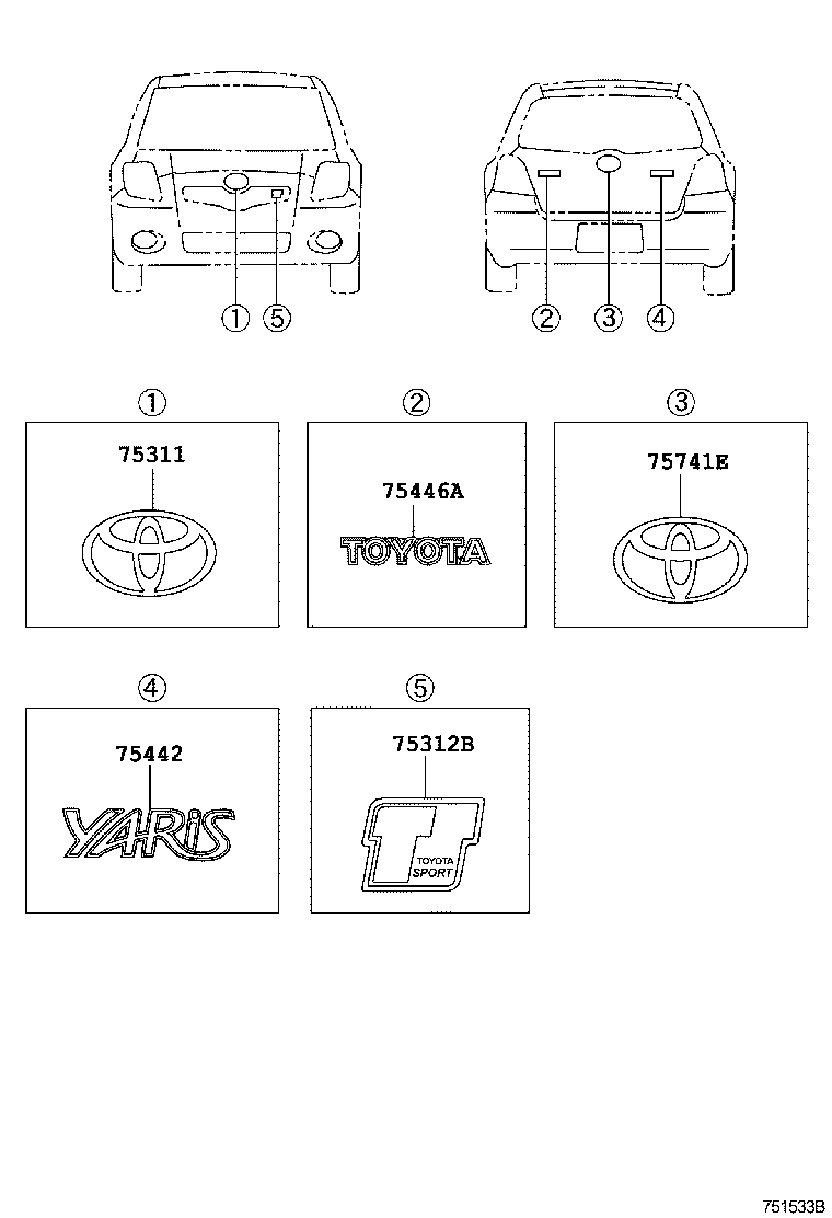 75446-52050 PLATE, BACK DOOR NAME, NO.6 product image