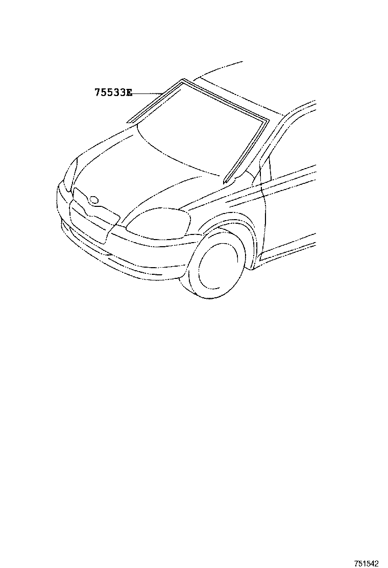 75533-52160 MOULDING, WINDSHIELD, OUTSIDE product image