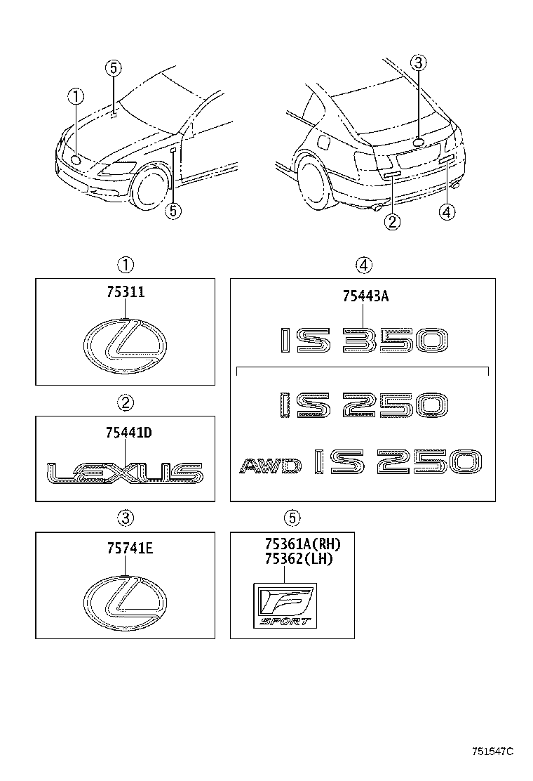 75443-53080 PLATE, LUGGAGE COMPARTMENT DOOR, NO.3 product image