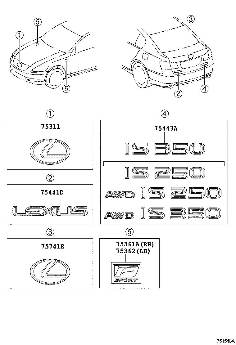 Toyota 75443-53170 PLATE, LUGGAGE COMPARTMENT DOOR, NO.3