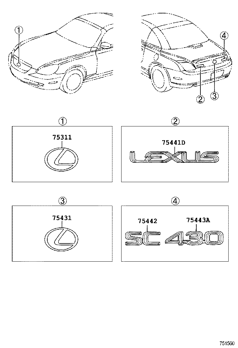 75442-24040 PLATE, LUGGAGE COMPARTMENT DOOR NAME, NO.2 product image