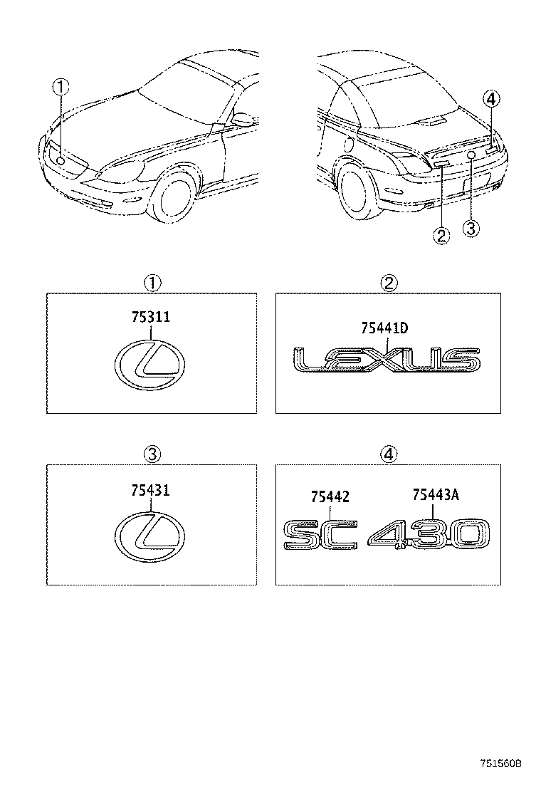 75441-24060 PLATE, LUGGAGE COMPARTMENT DOOR NAME, NO.1 product image