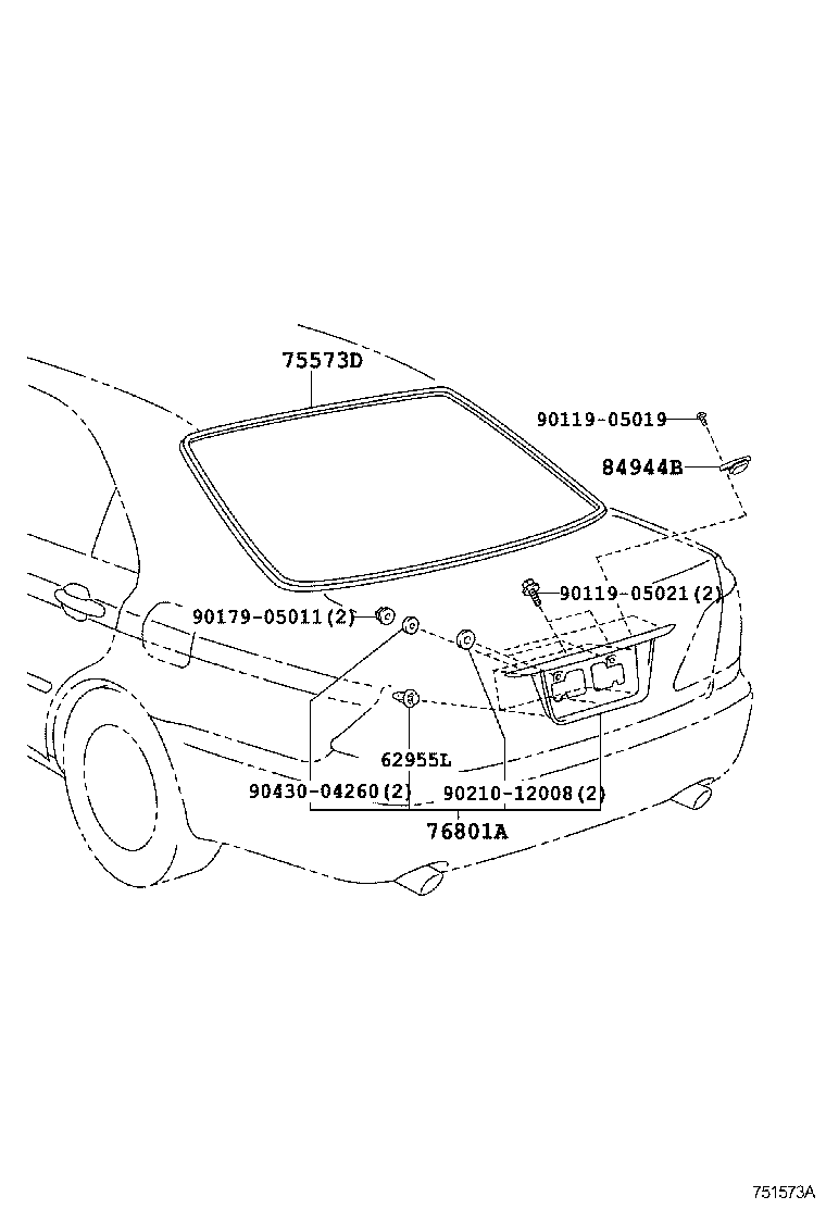 75573-30360 MOULDING, BACK WINDOW, OUTSIDE product image