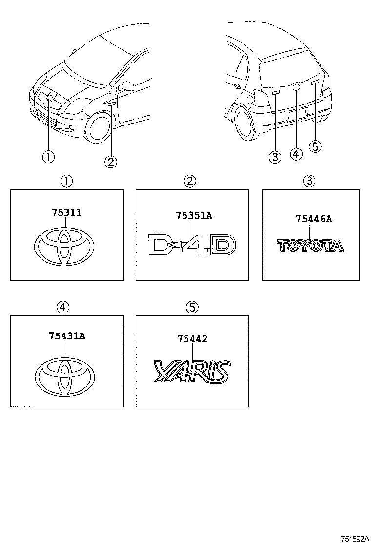 Toyota 75311-52280 EMBLEM, RADIATOR GRILLE (OR FRONT PANEL)