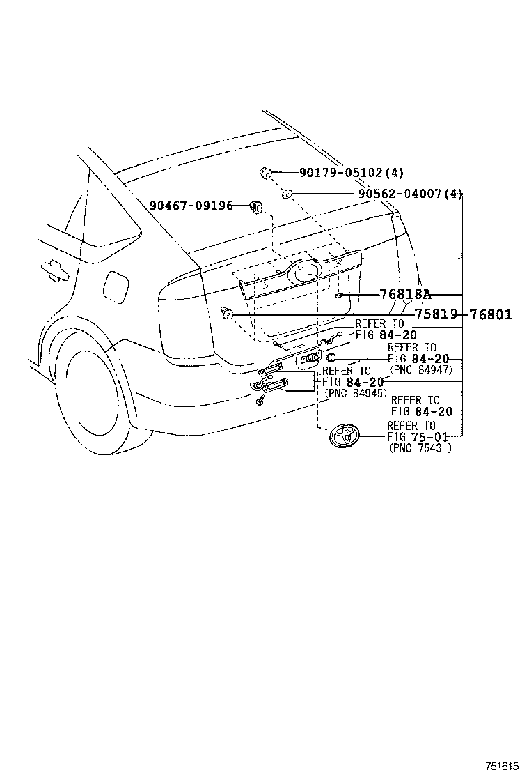 76801-47060-B2 GARNISH SUB-ASSY, BACK DOOR, OUTSIDE product image