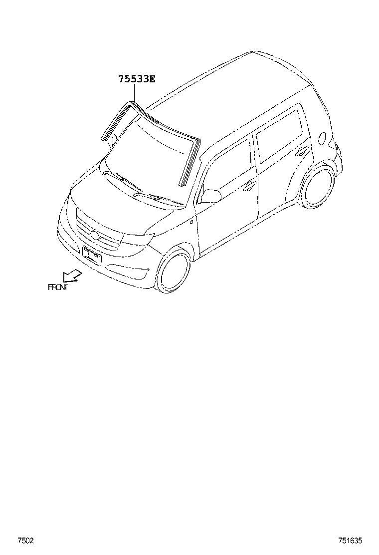 75533-B1020 MOULDING, WINDSHIELD, OUTSIDE product image
