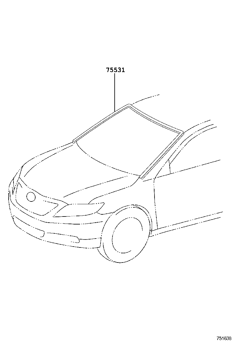 75531-33090 MOULDING, WINDSHIELD, OUTER UPPER product image
