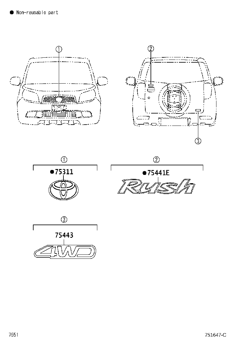 Toyota 75443-B4010 PLATE, BACK DOOR NAME, NO.3
