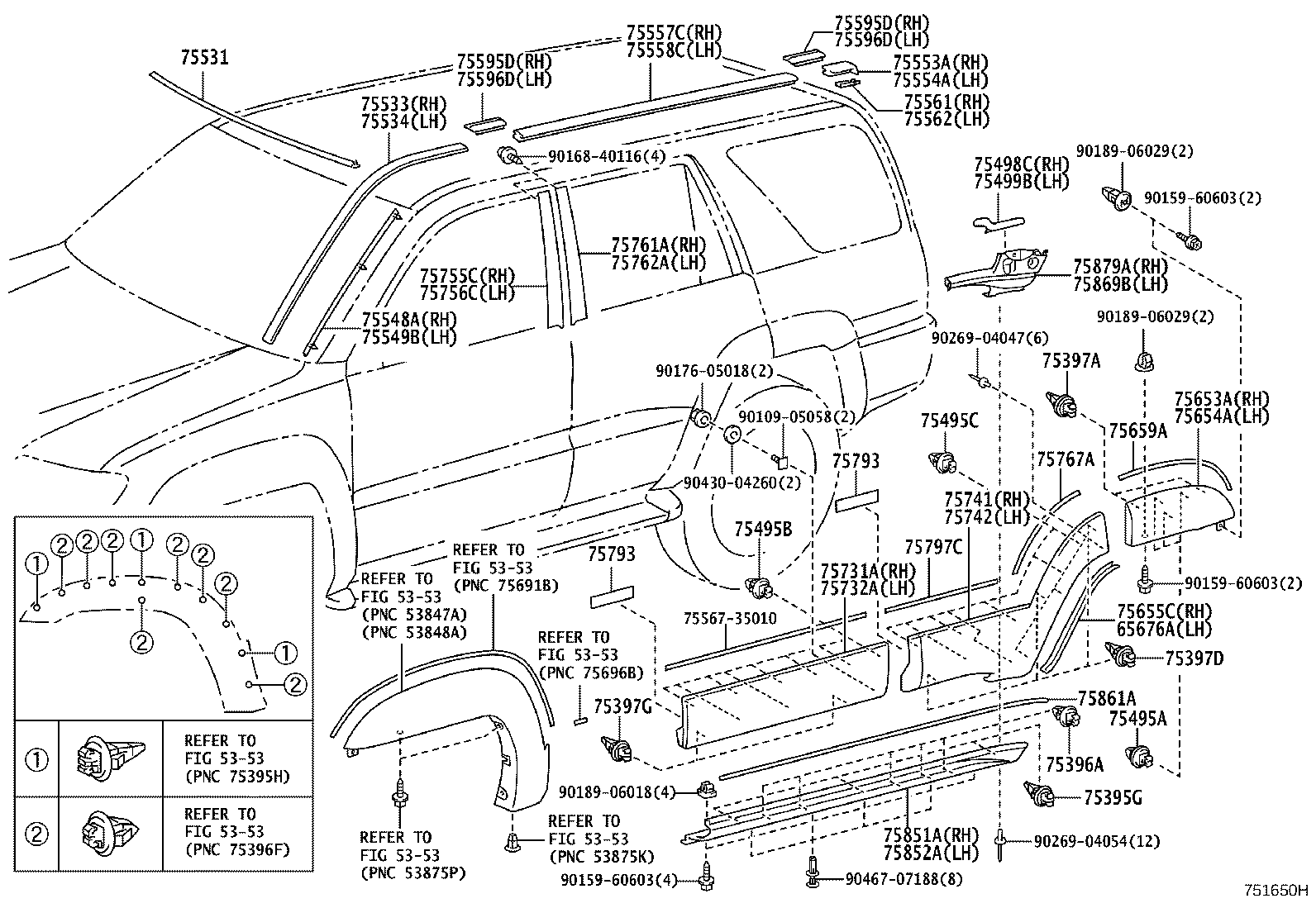 Toyota 75554-35010 MOULDING, ROOF DRIP SIDE FINISH, REAR LH