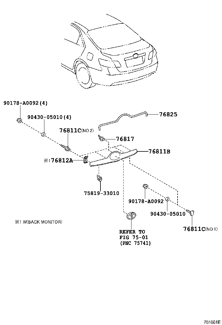 Toyota 76811-33230 GARNISH, LUGGAGE COMPARTMENT DOOR, OUTSIDE