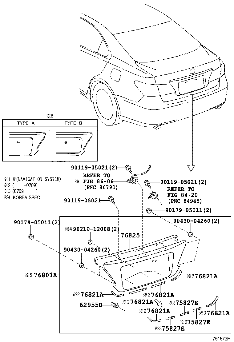 Toyota 76801-33390-A0 GARNISH SUB-ASSY, LUGGAGE COMPARTMENT DOOR, OUTSIDE